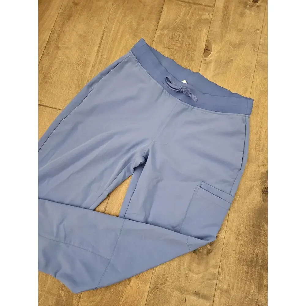 Mandala Scrub Pants Petite Medium PM M Womens Blue Wide Comfort Waistband